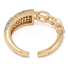 Chain Style Brass Micro Pave Clear Cubic Zirconia Open Cuff Ring for Women RJEW-Q819-06G-3