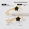 304 Stainless Steel Freshwater Pearl Flower Stud Earrings for Women EY9885-6-1