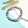Natural K2 Stone/Raindrop Azurite Round Beads Stretch Bracelet for Men Women BJEW-JB06812-3
