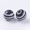 Round Striped Resin Beads X-RESI-R158-6mm-11-2