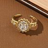 Brass Micro Pave Cubic Zirconia Cuff Open Rings RJEW-C163-19G-2