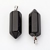 Brass Natural Obsidian Pendants X-G-O160-03G-1