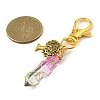 Copper Wire Wrapped Glass Bullet Pendant Decoration HJEW-JM01186-02-3