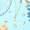 6Pcs 6 Styles Ocean Themeed Brass Pave Natural White Shell Pendants KK-CJ0003-66-6