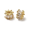 Brass Micro Pave Cubic Zirconia European Beads KK-B142-13A-01G-2
