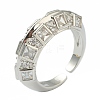 Brass Micro Pave Clear Cubic Zirconia Cuff Rings RJEW-L100-001P-2