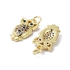 Rack Plating Owl Brass Micro Pave Cubic Zirconia Pendants KK-E102-20G-2