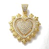 Heart Rack Plating Brass Micro Pave Clear Cubic Zirconia Pendant X-KK-U019-18G-03-1