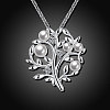 Women Silver Color Plated Brass Cubic Zirconia Tree Pendant Necklace NJEW-BB01561-2