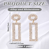1 Pairs Brass Rhinestone Ring with Rectangle Dangle Stud Earrings for Women EJEW-LP0001-91G-2