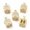 Alphabet Brass Micro Pave Clear Cubic Zirconia Pendants ZIRC-O045-01G-I-1