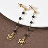 304 Stainless Steel Glass Tassel Stud Earrings EJEW-G453-05G-01-2