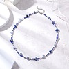 Natural Blue Aventurine(Dyed & Heated) Chip & Resin Evil Eye & Glass Seed Beaded Necklaces NJEW-JN05294-1
