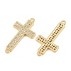 Brass Micro Pave Clear Cubic Zirconia Connector Charms CU-CBADC6C-07G-2