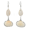 Shell Shape Natural Pearl & Shell Dangle Earrings for Women EJEW-TA00303-1