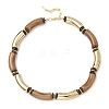 12MM Two Tone Acrylic & CCB Plastic & Coconut Curved Tube Beaded Necklaces for Women NJEW-JN05373-01-4