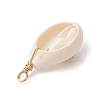 Copper Wire Wrapped Natural Cowrie Shell Pendants PALLOY-JF03554-06-4