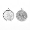 Tibetan Style Antique Silver Alloy Flat Round Pendant Cabochon Settings LS-TIBEP-M022-45AS-2