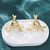 Triangle with Round Brass Stud Earrings EJEW-R025-06G-1