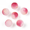 Frosted Baking Painted Crackle Glass Beads with Glitter Powder DGLA-T004-6mm-01H-1