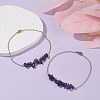 Natural Amethyst Chips Beaded Anklets Set with 304 Stainless Steel Cable Chains AJEW-AN00481-03-2