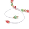 Christmas Handmade Glass Seed & Glass Braided Bead Bracelet BJEW-MZ00249-01-5