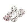 Rack Plating Alloy Crystal & Light Rose Rhinestone European Dangle Charms FIND-C055-18P-2