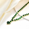 Brass Full Green Cubic Zirconia Heart Pendant Necklaces for Women NJEW-M079-01G-1