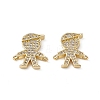 Brass Micro Pave Clear Cubic Zirconia Connetor Charms KK-E068-VB031-2