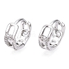 Brass Micro Pave Clear Cubic Zirconia Hoop Earrings EJEW-C121-16P-1