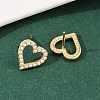 Brass ABS Plastic Pearl Hollow Heart Stud Earrings EJEW-L275-14G-04-2