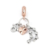 Brass Pendants with Cubic Zirconia European Beads LS-KK-Q015-01M-1