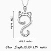 Rhodium Plated 925 Sterling Silver Cat Pendant Necklace for Women JN1047A-3