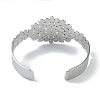 Non-Tarnish 304 Stainless Steel Oval Leaf Open Cuff Bangles for Women BJEW-U002-09P-3