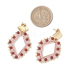 Rhombus Mixed Stone & Glass Seed Beads Dangle Stud Earrings EJEW-MZ00666-02-3
