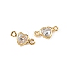 SHEGRACE Brass Pave Clear Cubic Zirconia Heart Connector Charms XGRQ2O671-448G-2