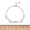 Brass Micro Pave Clear Cubic Zirconia Bowknot Link 2-Strand Bracelets KK-CBA6980-19P-5