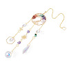 1Pc Wire Wrapped Alloy & Natural Mixed Stone Tree of Life Hanging Suncatchers HJEW-TA0001-46C-1