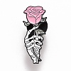 Hand Skeleton with Rose Enamel Pin JEWB-M023-22-1