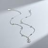 Anchor Brass Micro Pave Clear Cubic Zirconia Charm Anklets for Women FS-WGF32C0-01-3