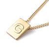 Stainless Steel Initial Letter Rectangle Pendant Necklace for Men Women LS-NJEW-E090-01G-07-1
