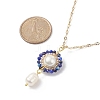 4Pcs 4 Style Natural Mixed Gemstone & Shell Pearl Flower Pendant Necklaces Set NJEW-JN04047-6