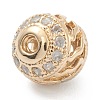 Brass Micro Pave Clear Cubic Zirconia Beads ZIRC-O042-04G-3