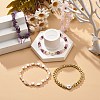 5Pcs 5 Style Natural Mixed Gemstone Chips & Natural Pearl & Brass Heart Beaded Stretch Bracelets Set BJEW-JB08988-4