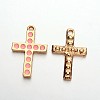 Light Gold Plated Alloy Enamel Cross Pendants ENAM-J544-01KCG-1