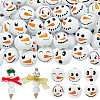 60Pcs 6 Styles Round Christmas Snowman Print Wood European Beads WOOD-PH0003-05-1