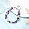 Natural Amethyst Chip Beads & Synthetic Turquoise Beaded Bracelets for Women BJEW-JB12416-01-1