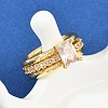 Brass Micro Pave Cubic Zirconia Plain Band Finger Rings for Women RJEW-P160-01E-G-2