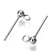 Original Color 304 Stainless Steel Ball Post Stud Earring Findings STAS-C018-23P-03-2