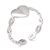 Non-Tarnish 304 Stainless Steel Heart Open Cuff Rings for Women RJEW-G275-09P-1